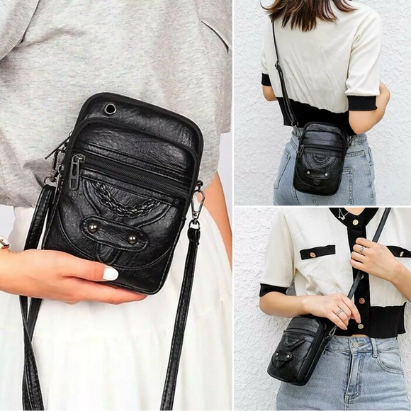 SALE🔥4 for 25🔥🖤Black Small Crossbody Phone Case Shoulder Bag 3 Pouch - Picture 7 of 14